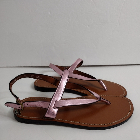 Coach Hudson Sandals Size 5 New Leather Pink Metallic - Picture 2 of 5